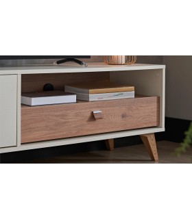 Comoda TV din pal, Mayer, 192 cm, alb, lemn