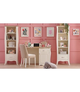 Biblioteca din pal si MDF, Riena Young, 58x43x168 cm, alb mat, stejar