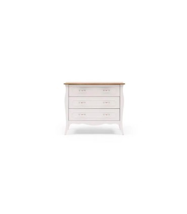 Comoda cu 3 sertare, din pal si MDF, Riena Young, 104x53 cm, alb mat, stejar
