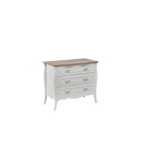 Comoda cu 3 sertare, din pal si MDF, Riena Young, 104x53 cm, alb mat, stejar