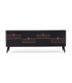 Comoda din pal, Diamond, 216x48x81 cm, nuc, negru grafit