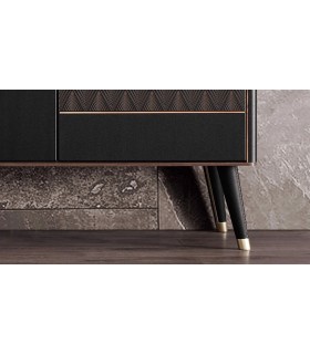 Comoda din pal, Diamond, 216x48x81 cm, nuc, negru grafit