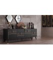 Comoda din pal, Diamond, 216x48x81 cm, nuc, negru grafit