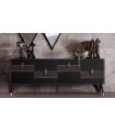 Comoda din pal, Diamond, 216x48x81 cm, nuc, negru grafit