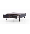 Masuta cafea din pal, Diamond, 90x90x37 cm, nuc, negru grafit