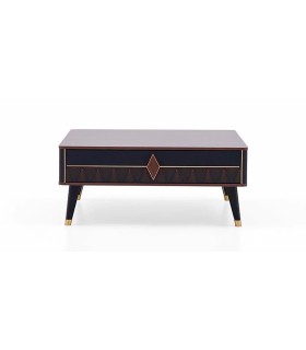 Masuta cafea din pal, Diamond, 90x90x37 cm, nuc, negru grafit