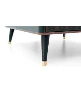Masuta cafea din pal, Diamond, 90x90x37 cm, nuc, negru grafit