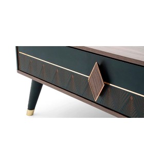Masuta cafea din pal, Diamond, 90x90x37 cm, nuc, negru grafit