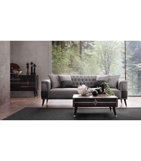 Masuta cafea din pal, Diamond, 90x90x37 cm, nuc, negru grafit