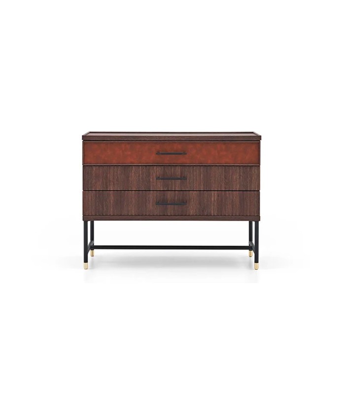 Comoda din pal cu 3 sertare, Matilda, 109.5x50x82 cm, nuc