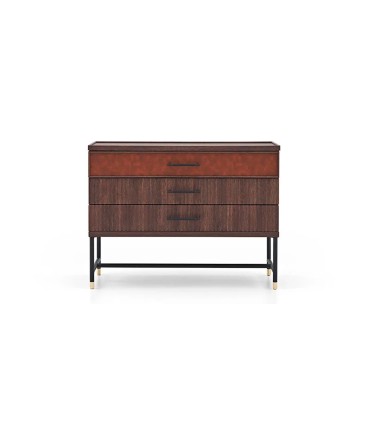 Comoda din pal cu 3 sertare, Matilda, 109.5x50x82 cm, nuc