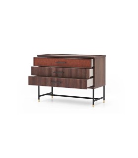 Comoda din pal cu 3 sertare, Matilda, 109.5x50x82 cm, nuc