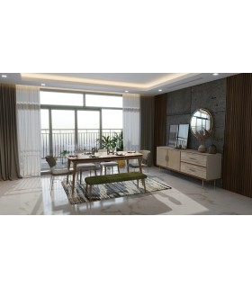Masa dining extensibila, din pal, Brita, 160x86x78 cm, bej
