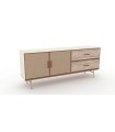 Bufet din pal cu 2 usi si 2 sertare, Brita, 209x49x83 cm, bej