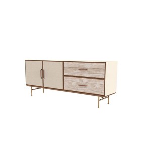 Bufet din pal cu 2 usi si 2 sertare, Brita, 209x49x83 cm, bej