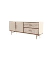 Bufet din pal cu 2 usi si 2 sertare, Brita, 209x49x83 cm, bej