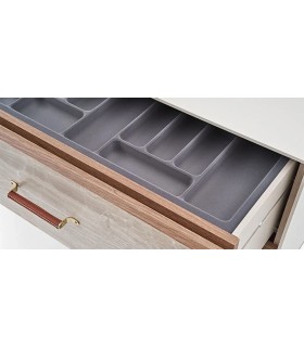 Bufet din pal cu 2 usi si 2 sertare, Brita, 209x49x83 cm, bej