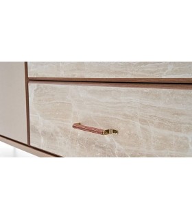 Bufet din pal cu 2 usi si 2 sertare, Brita, 209x49x83 cm, bej