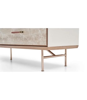 Bufet din pal cu 2 usi si 2 sertare, Brita, 209x49x83 cm, bej