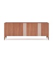 Bufet din pal cu blat din sticla, Likya, 210x80x46 cm, nuc pesaro, crem