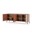 Bufet din pal cu blat din sticla, Likya, 210x80x46 cm, nuc pesaro, crem