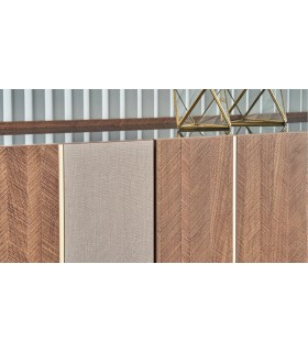 Bufet din pal cu blat din sticla, Likya, 210x80x46 cm, nuc pesaro, crem