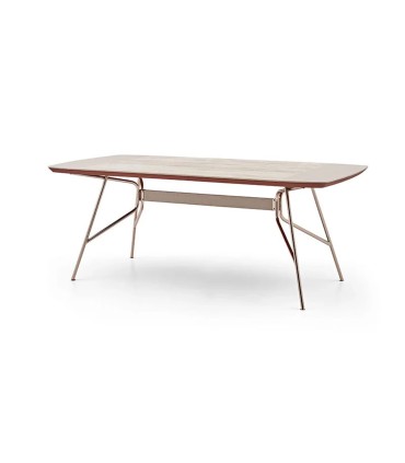 Masa dining din pal si metal, Brita, 99x200x77 cm, bej