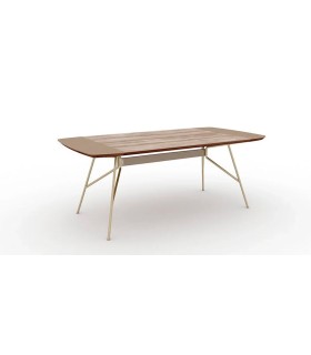 Masa dining din pal si metal, Brita, 99x200x77 cm, bej