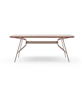 Masa dining din pal si metal, Brita, 99x200x77 cm, bej