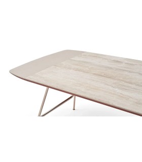 Masa dining din pal si metal, Brita, 99x200x77 cm, bej