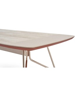 Masa dining din pal si metal, Brita, 99x200x77 cm, bej