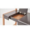 Birou din lemn si MDF cu un compartiment ascuns, Pan, 140x65x112 cm, lemn, gri