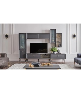 Comoda TV din pal si MDF, Lorenta, 180 cm, antracit