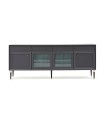 Bufet din pal si MDF, cu 4 usi si 2 sertare, Lorenta, 216x49x85 cm, antracit