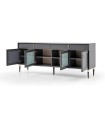 Bufet din pal si MDF, cu 4 usi si 2 sertare, Lorenta, 216x49x85 cm, antracit