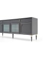 Bufet din pal si MDF, cu 4 usi si 2 sertare, Lorenta, 216x49x85 cm, antracit