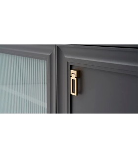 Bufet din pal si MDF, cu 4 usi si 2 sertare, Lorenta, 216x49x85 cm, antracit