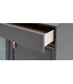 Bufet din pal si MDF, cu 4 usi si 2 sertare, Lorenta, 216x49x85 cm, antracit