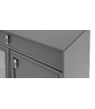 Bufet din pal si MDF, cu 4 usi si 2 sertare, Lorenta, 216x49x85 cm, antracit