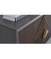 Bufet din pal si MDF, cu 4 usi si sertar interior, Valentin, 225x50x83 cm, nuc, gri
