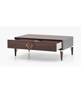 Masuta cafea din pal si MDF, Valentin, 113x65x41 cm, nuc, gri