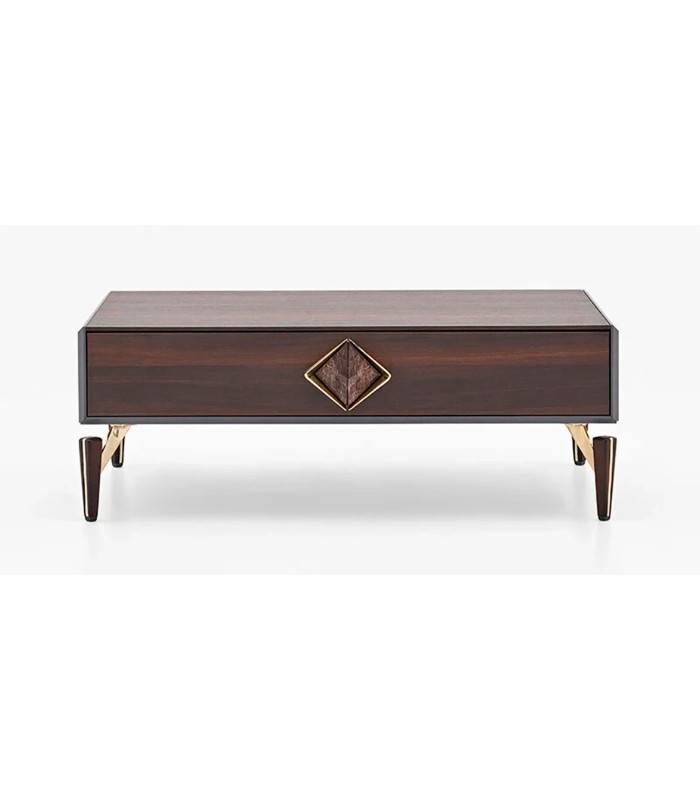 Masuta cafea din pal si MDF, Valentin, 113x65x41 cm, nuc, gri