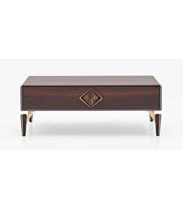 Masuta cafea din pal si MDF, Valentin, 113x65x41 cm, nuc, gri