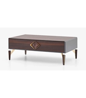 Masuta cafea din pal si MDF, Valentin, 113x65x41 cm, nuc, gri