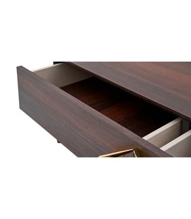 Masuta cafea din pal si MDF, Valentin, 113x65x41 cm, nuc, gri