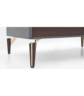 Masuta cafea din pal si MDF, Valentin, 113x65x41 cm, nuc, gri