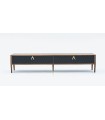 Comoda TV din MDF si pal, Logan Marquetry, 240 cm, negru, nuc