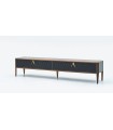 Comoda TV din MDF si pal, Logan Marquetry, 240 cm, negru, nuc