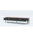 Comoda TV din MDF si pal, Logan Marquetry, 240 cm, negru, nuc