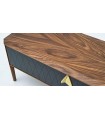 Comoda TV din MDF si pal, Logan Marquetry, 240 cm, negru, nuc